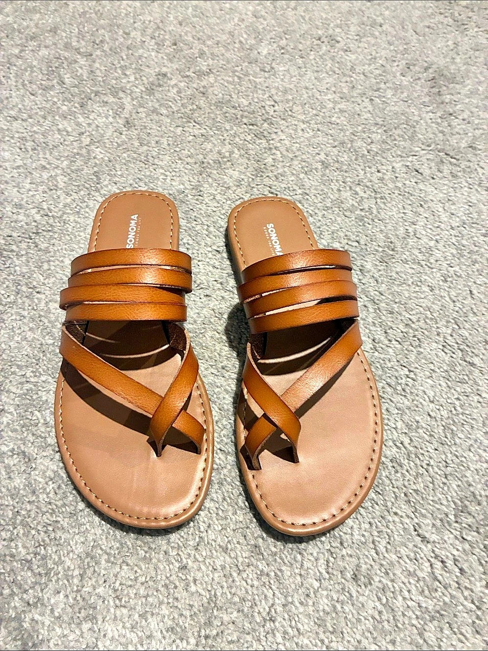 Sonoma Brown Flat Slide Sandals Like New